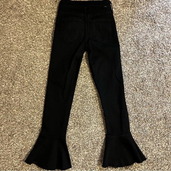 Mother The Cha Cha Fray Black Cropped Bell Flare Jeans Women’s Size 24 - Picture 7 of 15